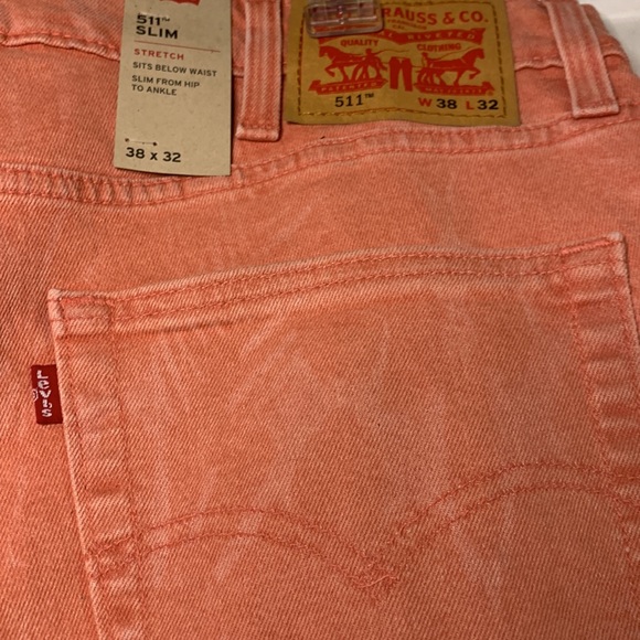 Levi’s 511 Slim NWT pink patterned jeans. 85% cotton size 38x32 gorgeous! - Picture 7 of 9